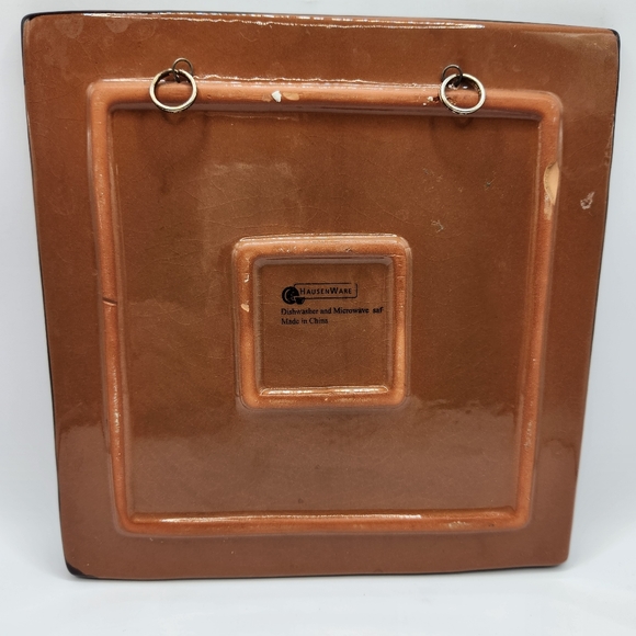 Hausen Ware Painted Celestial Sun Moon Stars Glazed Ceramic Trivet/Wall Decor - Picture 2 of 8